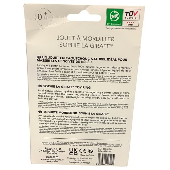 Sophie La Girafe Teething Ring Natural Rubber Baby Toy For 0+ Months - Picture 6 of 7